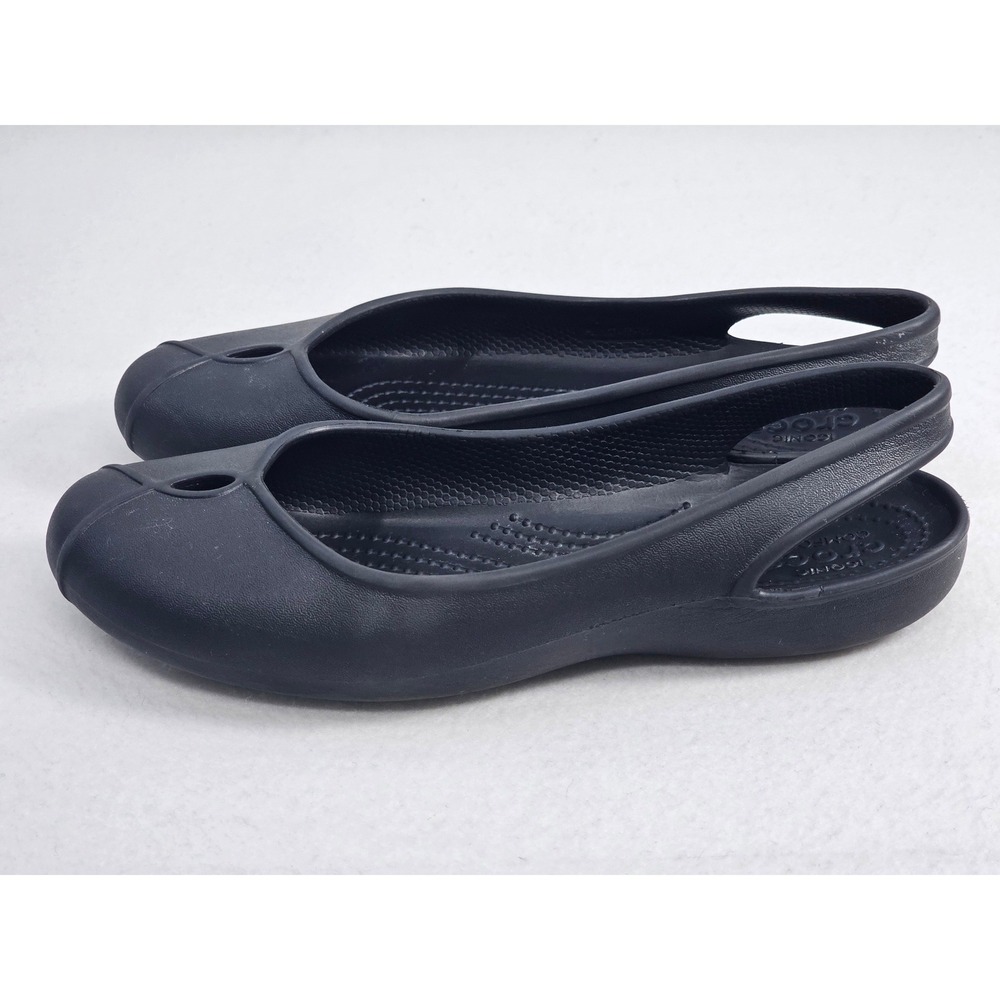 Crocs Womens Black Slingback Ballet Flats Comfort Shoes Size 7‎